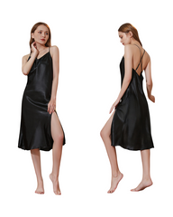 Silk Lace Slip Nightgown Dress for Women Sleeveless Midi Sleepwear Lingerie