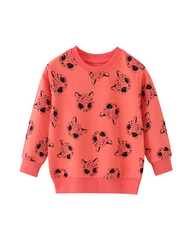 Peach Pullover Crewneck Sweatshirt for Girls Designed with All-Over Unicorn Graphics