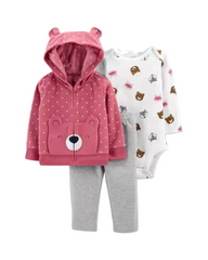 3-Piece Toddler Hooded Sweatshirt and Bodysuit Set