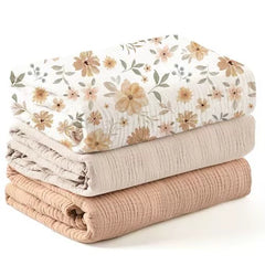 Set-Of-Three Swaddle Blankets of Different Colours
