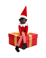 Festive Holiday Elf Shelf Sitter Doll Christmas Tree Figurine with Posable Limbs