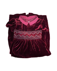 Smocked Burgundy Velvet Party Dress for Girls