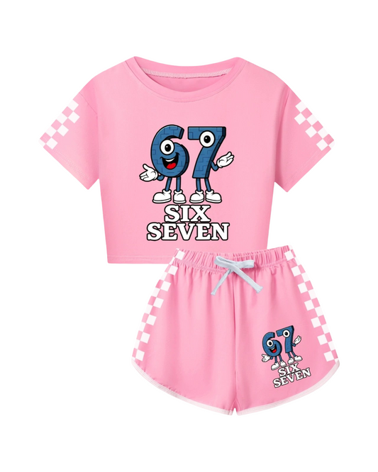 Six Seven Kids Funny Short Sleeve Pajama Set