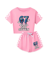 Six Seven Kids Funny Short Sleeve Pajama Set