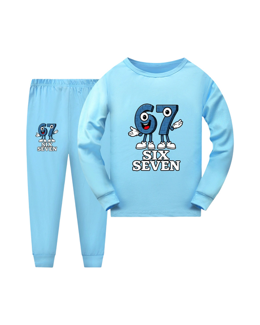 Six Seven Kids Funny Long Sleeve Pajama Set