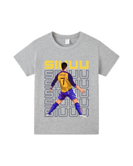 Cotton Short Sleeve Kids Graphic T-Shirt - Siuuu 7 Football Tee