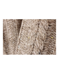 Beige Cable Knit Crew Neck Long Sleeve Sweater