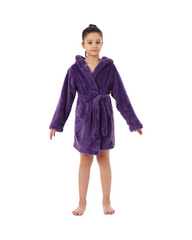 Soft Hooded Bathrobe Fleece Sleepwear Nightgown