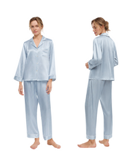 Luxury 100% Silk Long-Sleeve Sleepwear Set for Women