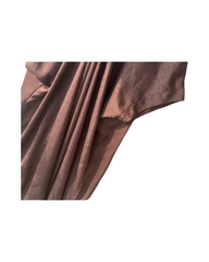 V-Neck Satin Midi Dress - Brown Short Sleeve A-Line Party & Formal Dress