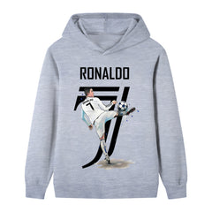 Ronaldo Soccer Graphic Kids Hoodie - Cotton Pullover Sweatshirt