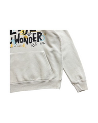 Oversized Off-White Graphic Pullover Hoodie – Vintage Style Heavyweight Fleece Sweatshirt