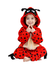 Fluffy Animal Hooded Jumpsuit for kids Featuring Cartoon Characters and Front Zipper