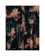 Floral High-Neck Button-Front Swing Coat Dress with Pockets