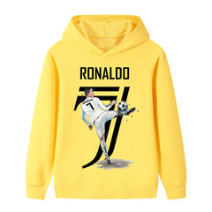 Ronaldo Soccer Graphic Kids Hoodie - Cotton Pullover Sweatshirt