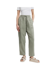 Casual High-Waisted Women's Linen Blend Drawstring Trousers – Relaxed Fit Straight Leg Pants