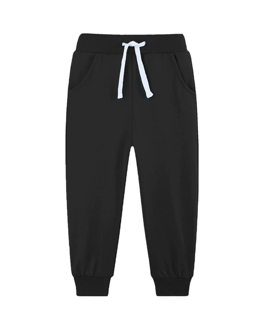 Unisex Kids Cotton Sweatpants with Elastic Waist & Pockets