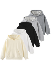 Long Sleeve Pullover Hoodie for Kids Featuring Front Pocket and Hood