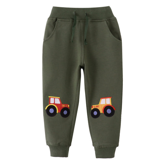 Vehicle Print Cotton Activewear Joggers for Boys