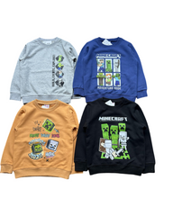 Long Sleeve Cotton Kids Gaming Print Crewneck Sweatshirt