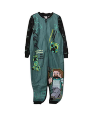 Green Pixel Graphic Kids Onesie - Warm Long Sleeve Loungewear