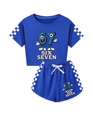 Six Seven Kids Funny Short Sleeve Pajama Set