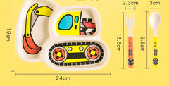 Construction Theme Baby & Toddler Feeding Set – 3 Piece Self-Feeding Utensils and Plate