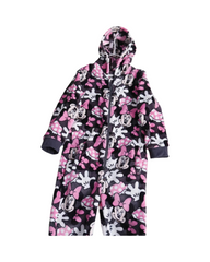 Minnie Mouse Print Girls Hooded One-Piece Onesie Pajamas