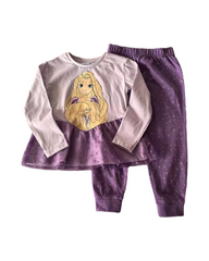 Long Sleeve Princess Print Blouse and Trousers Two-Piece Clothing Set