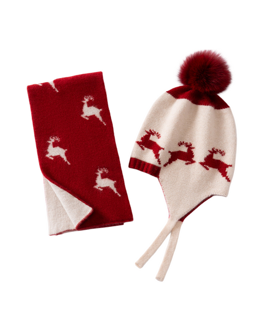 Cashmere Knit Winter Hat Scarf Set for Kids