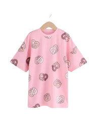 Graphic Print Casual Dress Short Sleeve Girls Outfit