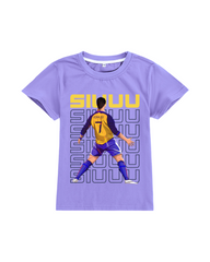 Cotton Short Sleeve Kids Graphic T-Shirt - Siuuu 7 Football Tee