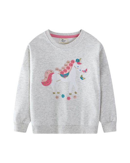 Unicorn Design Crew Neck Sweatshirt