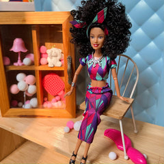 Fashion Doll with Traditional African Print Dress