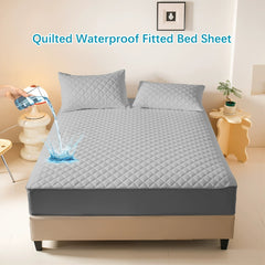 Deep Pocket Waterproof Fitted Bed Sheet – Premium Soft Quilted Mattress