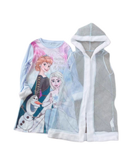 Disney Frozen Girls Graphic Dress and Hooded Vest 2-Piece Set