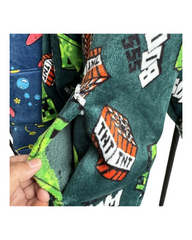 Relaxed-Fit Gaming Hooded Pullover Featuring Green Block-Pattern Graphics