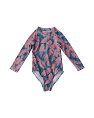 Long Sleeve Floral Toddler Rash Guard Swimsuit Bodysuit One-Piece