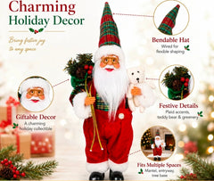 Festive Santa Claus Holiday Decorative Figurine for Christmas Tabletop Display