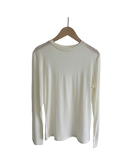 Long Sleeve Round Neck Stretch T-Shirt – Soft Satin Blend Casual Top