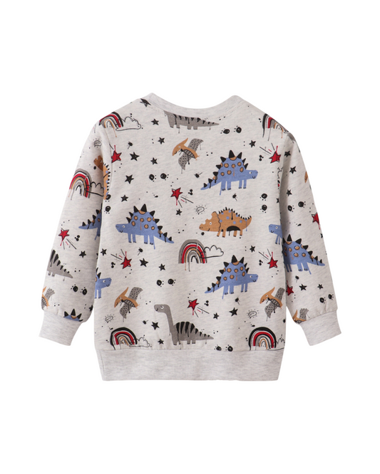 Grey Dinosaur Patterned Jumper