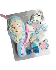 Princess Hair Brush and Accessory Set for Kids – Cute Detangling Hairbrush, Bow Clips, and Hair Pins Gift Set