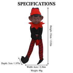 Poseable Christmas Elf Doll with Stripes – Holiday Shelf Sitter Decoration