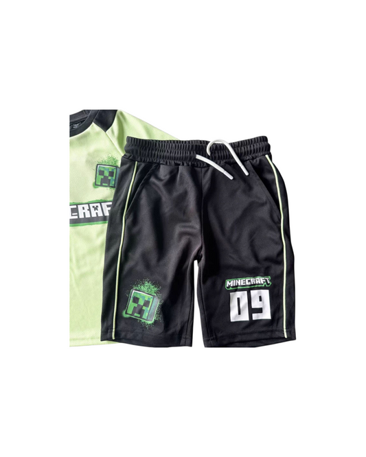 Black Sports Shorts with Minecraft Print