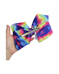 Oversized Rainbow Tie-Dye Hair Bow Clip for Girls
