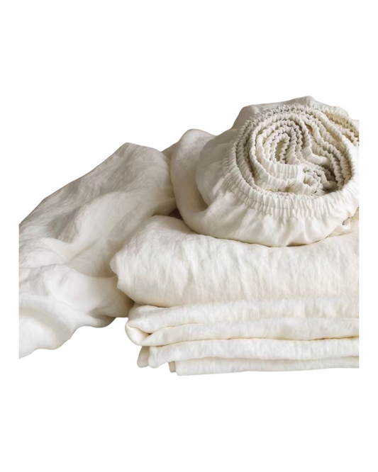 Three-Piece 100% Linen Fitted Sheet Set