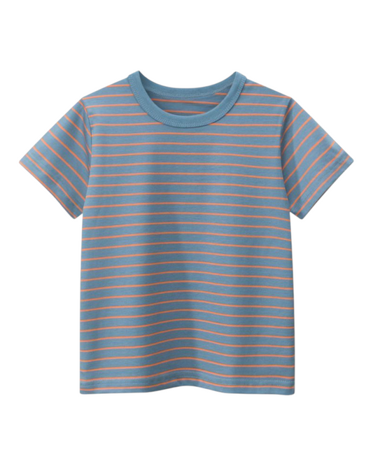 Striped 100% Cotton Crew Neck T-Shirt