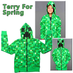 Green Minecraft Boys' Zip-Up Hooded Jacket