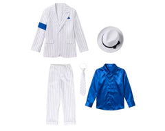 Iconic Pop Star White Suit 5-Piece Cosplay Costume Set