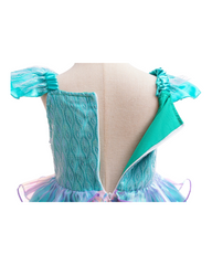 Aqua and Lavender Sequinned Mermaid Dress with Ruffles